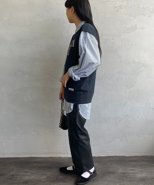 AMERICANA（アメリカーナ）の「[Americana×JEANS FACTORY/アメリカーナ×ジーンズファクトリー] 別注 AMERICAN STATE ロゴプリントスウェットベスト（ベスト・レディース・アイボリー/スミクロ/パープル・ONE SIZE）」の20枚目の写真