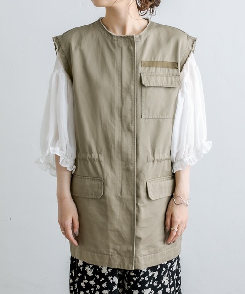 PUAL CE CIN（ピュアルセシン）の「ミリタリーベスト／ジレ（ミリタリージャケット・レディース・カーキ/ベージュ/ブラック・FREE）」の16枚目の写真