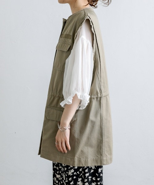 PUAL CE CIN（ピュアルセシン）の「ミリタリーベスト／ジレ（ミリタリージャケット・レディース・カーキ/ベージュ/ブラック・FREE）」の15枚目の写真