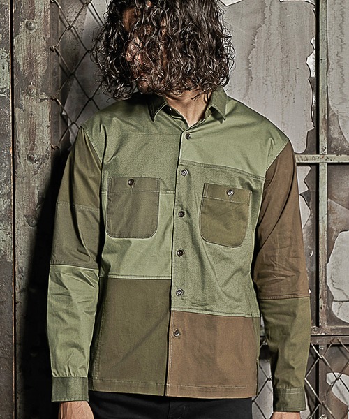 RATTLE TRAP(ラトルトラップ)の「クレイジーパターンシャツブルゾン(シャツ/ブラウス・メンズ・グレー/カーキ・LL/M/L)」の1枚目の写真