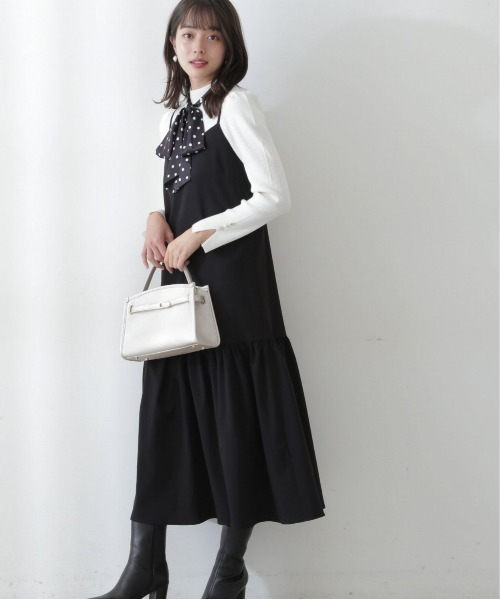 PROPORTION BODY DRESSING(プロポーションボディドレッシング)の「【美人百花11月号タイアップ 休井美郷さん着用商品】バックリボンジャンスカ / 1212240006(ワンピース・レディース・ブラック/オフホワイト・MEDIUM/SMALL)」の2枚目の写真