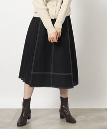 グローブ人気のスカート!デニムサイドプリーツスカート