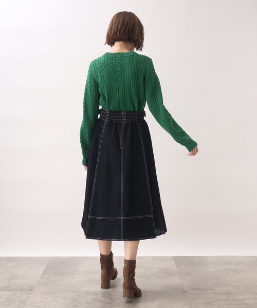 grove（グローブ）の「グローブ人気のスカート！デニムサイドプリーツスカート（スカート・レディース・ネイビー/アイボリー/カーキ/ブラック/カーキ系6・01/02/03/04/05）」の10枚目の写真