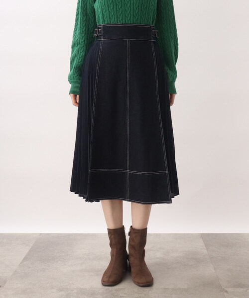 grove（グローブ）の「グローブ人気のスカート！デニムサイドプリーツスカート（スカート・レディース・ネイビー/アイボリー/カーキ/ブラック/カーキ系6・01/02/03/04/05）」の13枚目の写真