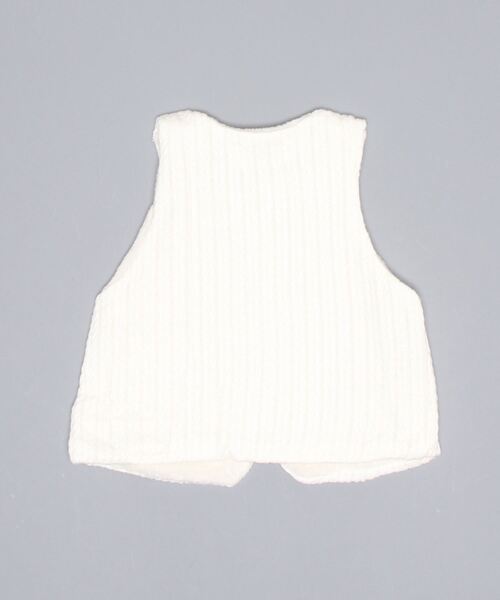 SLAP SLIP BABY(スラップスリップベビー)の「SLAPSLIPBABY/手袋パッチケーブル編み裏ボアベストベビー(70~80cm)(ベスト・キッズ・ピンク/オフホワイト・ONESIZE)」の6枚目の写真
