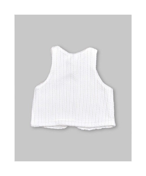 SLAP SLIP BABY(スラップスリップベビー)の「SLAPSLIPBABY/手袋パッチケーブル編み裏ボアベストベビー(70~80cm)(ベスト・キッズ・ピンク/オフホワイト・ONESIZE)」の9枚目の写真