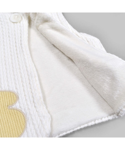 SLAP SLIP BABY(スラップスリップベビー)の「SLAPSLIPBABY/手袋パッチケーブル編み裏ボアベストベビー(70~80cm)(ベスト・キッズ・ピンク/オフホワイト・ONESIZE)」の13枚目の写真