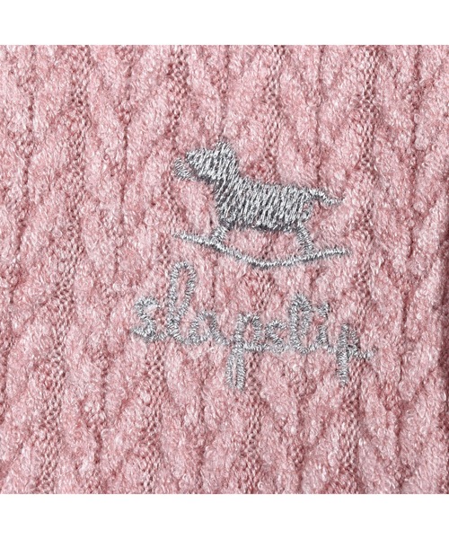 SLAP SLIP BABY(スラップスリップベビー)の「SLAPSLIPBABY/手袋パッチケーブル編み裏ボアベストベビー(70~80cm)(ベスト・キッズ・ピンク/オフホワイト・ONESIZE)」の12枚目の写真