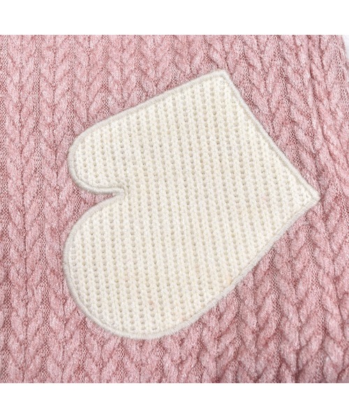 SLAP SLIP BABY(スラップスリップベビー)の「SLAPSLIPBABY/手袋パッチケーブル編み裏ボアベストベビー(70~80cm)(ベスト・キッズ・ピンク/オフホワイト・ONESIZE)」の10枚目の写真