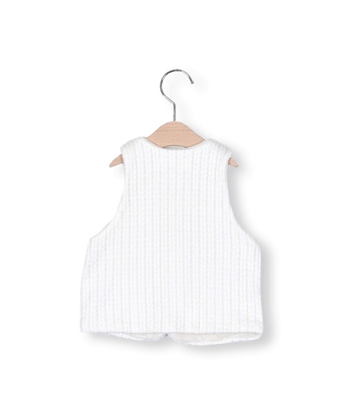 SLAP SLIP BABY(スラップスリップベビー)の「SLAPSLIPBABY/手袋パッチケーブル編み裏ボアベストベビー(70~80cm)(ベスト・キッズ・ピンク/オフホワイト・ONESIZE)」の16枚目の写真