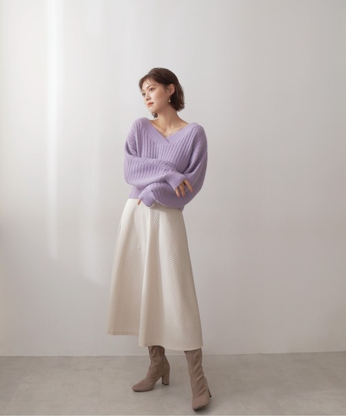 「JILL STUART」 Vネックニット FREE ホワイト レディース JILL by JILL STUART（ジルバイジルスチュアート）の「◇V