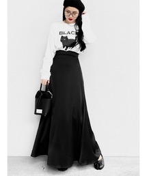 Satin flare maxi skirt / サテンフレアマキシスカート(Ai select)