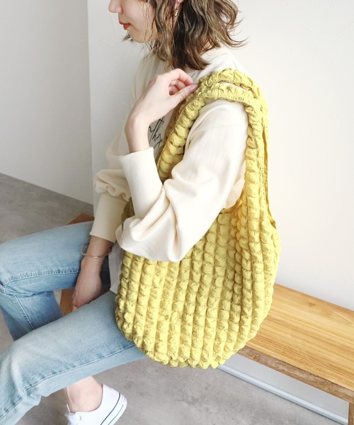 reca（レカ）の「ポコポコワッフルトートバッグ（トートバッグ・レディース・アイボリー/ブラック/グリーン系その他・FREE）」の3枚目の写真