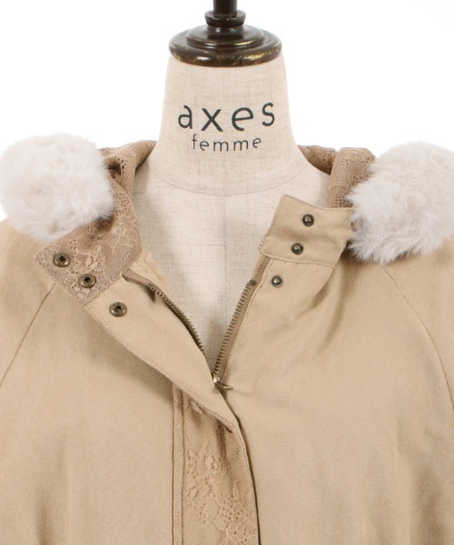 axes femme（アクシーズファム）の「フード付ミドル丈モッズコート（モッズコート・レディース・ブラック/ベージュ/カーキ・MEDIUM/LARGE）」の20枚目の写真