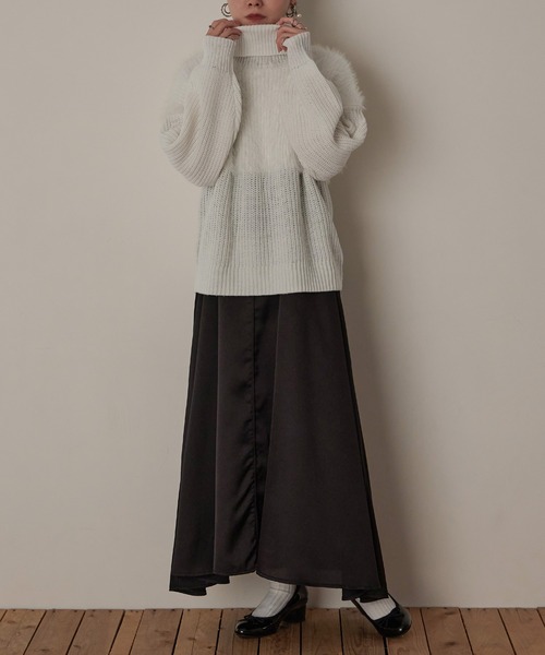 Fashion Letter（ファッションレター）の「5G シャギー使いタートルプルオーバー（ニット/セーター・レディース・ライトベージュ/ブラック/オフホワイト/パープル・M）」の12枚目の写真