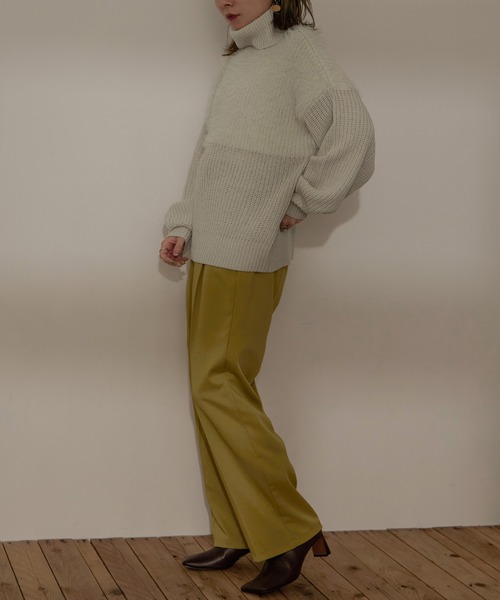 Fashion Letter（ファッションレター）の「5G シャギー使いタートルプルオーバー（ニット/セーター・レディース・ライトベージュ/ブラック/オフホワイト/パープル・M）」の14枚目の写真