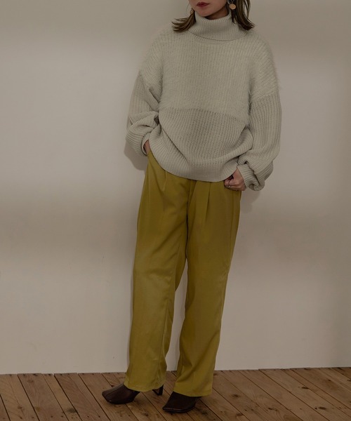 Fashion Letter（ファッションレター）の「5G シャギー使いタートルプルオーバー（ニット/セーター・レディース・ライトベージュ/ブラック/オフホワイト/パープル・M）」の16枚目の写真