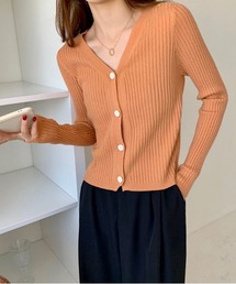 【26 BURNER SELECT】Vネック 美シルエット リブニットカーディガン KIK-tops-688380101454-18