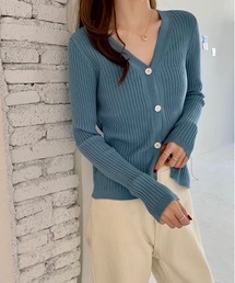 【26 BURNER SELECT】Vネック 美シルエット リブニットカーディガン KIK-tops-688380101454-18