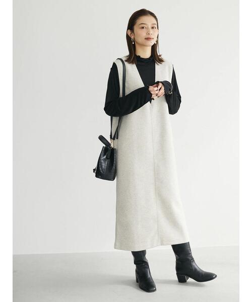 Green　Parks（グリーンパークス）の「圧縮ポンチジャンパースカート（ジャンパースカート・レディース・グレー系その他2/アイボリー/グレー系その他・FREE）」の14枚目の写真