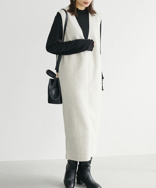 Green　Parks（グリーンパークス）の「圧縮ポンチジャンパースカート（ジャンパースカート・レディース・グレー系その他2/アイボリー/グレー系その他・FREE）」の2枚目の写真