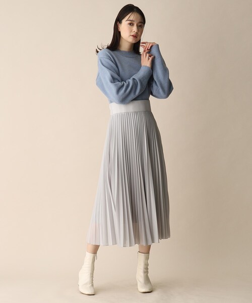 OPAQUE.CLIP（オペークドットクリップ）の「◆チュールドッキングニットワンピース（ワンピース・レディース・チャコールグレー/ブラック/サックスブルー・36/38）」の3枚目の写真