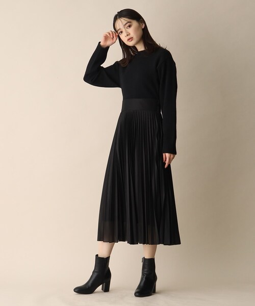 OPAQUE.CLIP（オペークドットクリップ）の「◆チュールドッキングニットワンピース（ワンピース・レディース・チャコールグレー/ブラック/サックスブルー・36/38）」の17枚目の写真