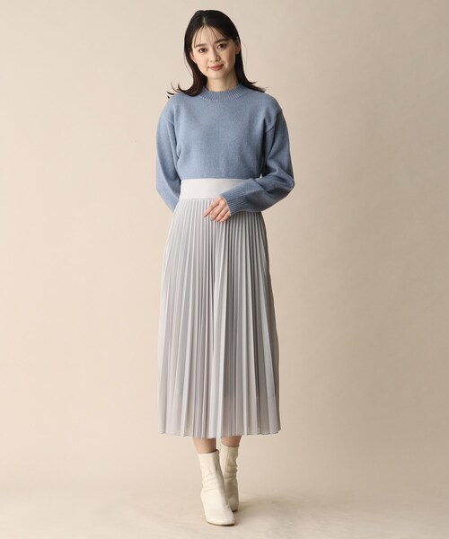 OPAQUE.CLIP（オペークドットクリップ）の「◆チュールドッキングニットワンピース（ワンピース・レディース・チャコールグレー/ブラック/サックスブルー・36/38）」の6枚目の写真