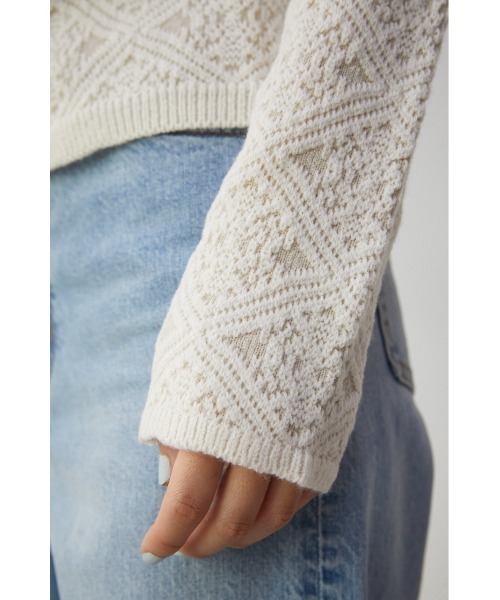 トップス AMOMENTO JACQUARD KNIT 8G ジャガードニット 半袖ヴィンテージクロップドセーター(BELOVED Mr