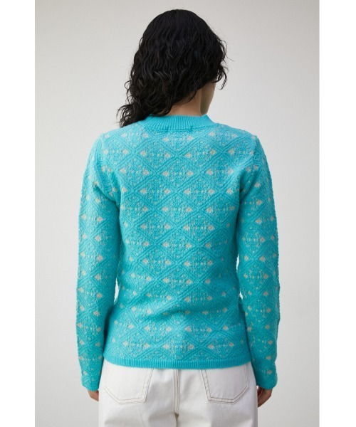 トップス AMOMENTO JACQUARD KNIT AZUL BY MOUSSY | アブストラクトジャガード5分袖ニット (ニット