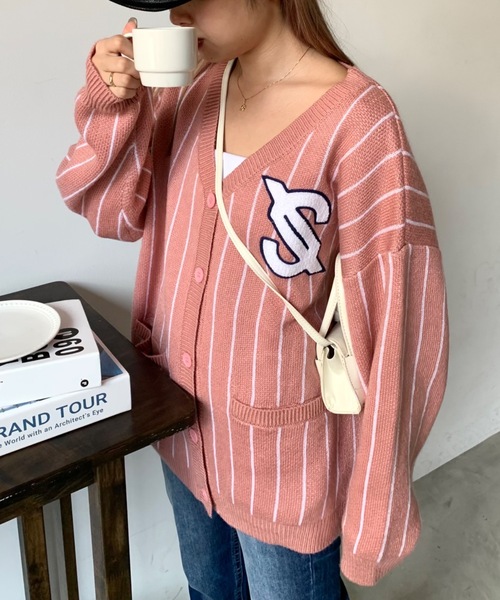 SHAGGIE（シャギー）の「サガラ刺繍オーバーストライプニット