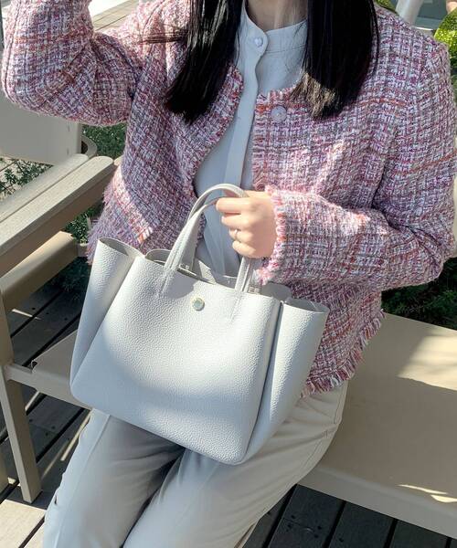 OPAQUE.CLIP(オペークドットクリップ)の「◆4ポケット トートバッグ【軽量/2WAY】(トートバッグ・レディース・ベージュ/ライトグリーン/グレー/ブラック/ブラック系1/グレー系1/ブルー系6・00)」の22枚目の写真