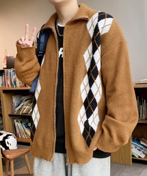 アーガイルニットブルゾン