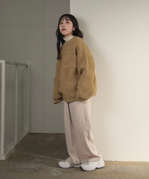 lawgy（ラウジー）の「patchwork pattern knit（ニット/セーター・レディース・ベージュ/グリーン/アイボリー・FREE）」の14枚目の写真