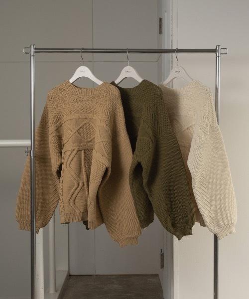 lawgy（ラウジー）の「patchwork pattern knit（ニット/セーター・レディース・ベージュ/グリーン/アイボリー・FREE）」の18枚目の写真