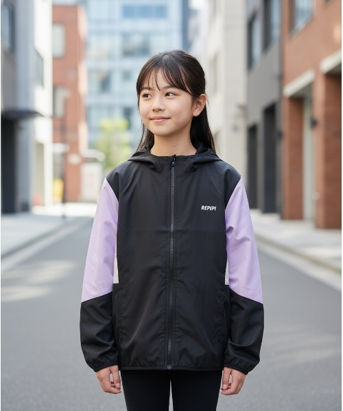 repipi armario（レピピ アルマリオ）の「【repipi armario / レピピアルマリオ】ガールズウィンドブレーカー　ブルゾン　ジャケット　ジップアップパーカー　ダンス（ブルゾン・キッズ・ベージュ/パープル/サックスブルー・140/150/160/170）」の11枚目の写真