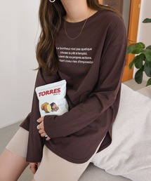 無地/ボーダーエンブロイダリーロゴ長袖Tシャツ