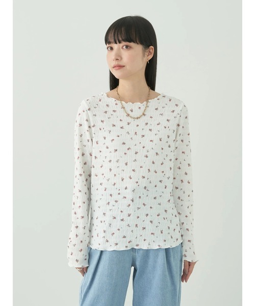 earth music&ecology（アースミュージックアンドエコロジー）の「フラワーメロープルオーバー（Tシャツ/カットソー・レディース・グレー/アイボリー・FREE）」の9枚目の写真