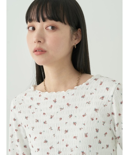 earth music&ecology（アースミュージックアンドエコロジー）の「フラワーメロープルオーバー（Tシャツ/カットソー・レディース・グレー/アイボリー・FREE）」の12枚目の写真