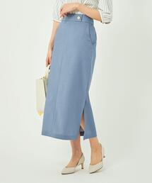 green label relaxing（グリーンレーベルリラクシング）の「シャンブレー Iライン ロング タイトスカート -ストレッチ・接触冷感-（スカート）」