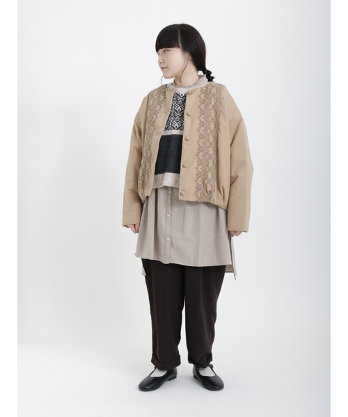 Samansa Mos2（サマンサ モスモス）の「ジャカード配色前後着ベスト（ベスト・レディース・ブルー/モカ/チャコール・ﾌﾘ-）」の4枚目の写真