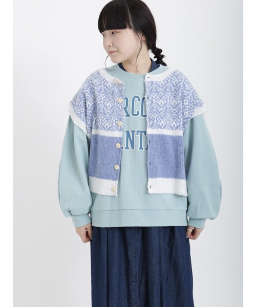 Samansa Mos2（サマンサ モスモス）の「ジャカード配色前後着ベスト（ベスト・レディース・ブルー/モカ/チャコール・ﾌﾘ-）」の13枚目の写真