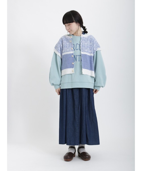 Samansa Mos2（サマンサ モスモス）の「ジャカード配色前後着ベスト（ベスト・レディース・ブルー/モカ/チャコール・ﾌﾘ-）」の9枚目の写真