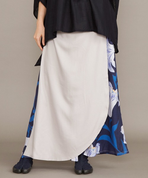 カヤ(カヤ)の「【カヤ】ジャポネズリ 華やぎ銘仙ラップパンツ(その他パンツ・レディース・ネイビー/グリーン/ブラック/グレー・FREE)」の3枚目の写真