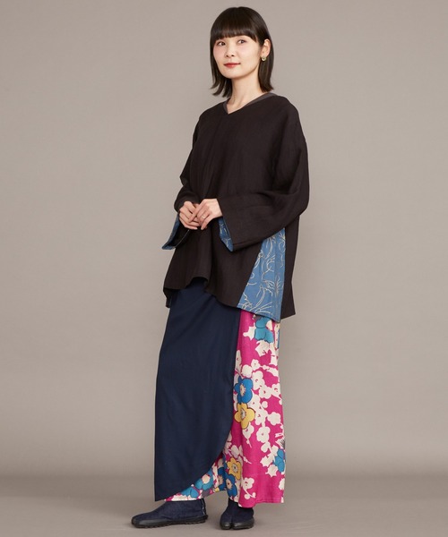 カヤ(カヤ)の「【カヤ】ジャポネズリ 華やぎ銘仙ラップパンツ(その他パンツ・レディース・ネイビー/グリーン/ブラック/グレー・FREE)」の21枚目の写真