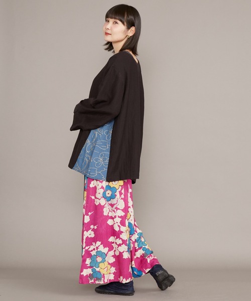 カヤ(カヤ)の「【カヤ】ジャポネズリ 華やぎ銘仙ラップパンツ(その他パンツ・レディース・ネイビー/グリーン/ブラック/グレー・FREE)」の13枚目の写真