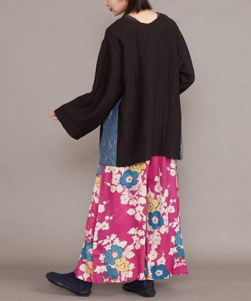 カヤ(カヤ)の「【カヤ】ジャポネズリ 華やぎ銘仙ラップパンツ(その他パンツ・レディース・ネイビー/グリーン/ブラック/グレー・FREE)」の17枚目の写真