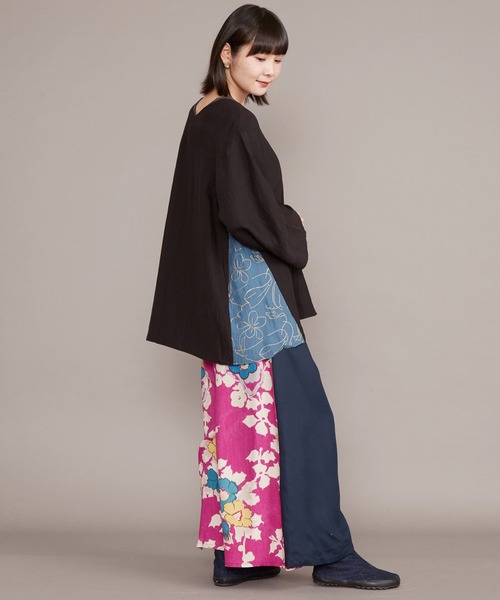 カヤ(カヤ)の「【カヤ】ジャポネズリ 華やぎ銘仙ラップパンツ(その他パンツ・レディース・ネイビー/グリーン/ブラック/グレー・FREE)」の19枚目の写真