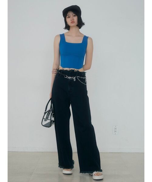 EMODA（エモダ）の「ミニマルフィットニット（ニット/セーター・レディース・ホワイト/グレー/ブラック/ブルー・FREE）」の6枚目の写真