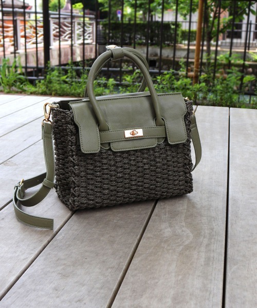 MIAN (ミアン)の「ペーパーベルト2wayトートバッグ(かごバッグ・レディース・ブラウン/カーキ/ブラック・FREE)」の3枚目の写真